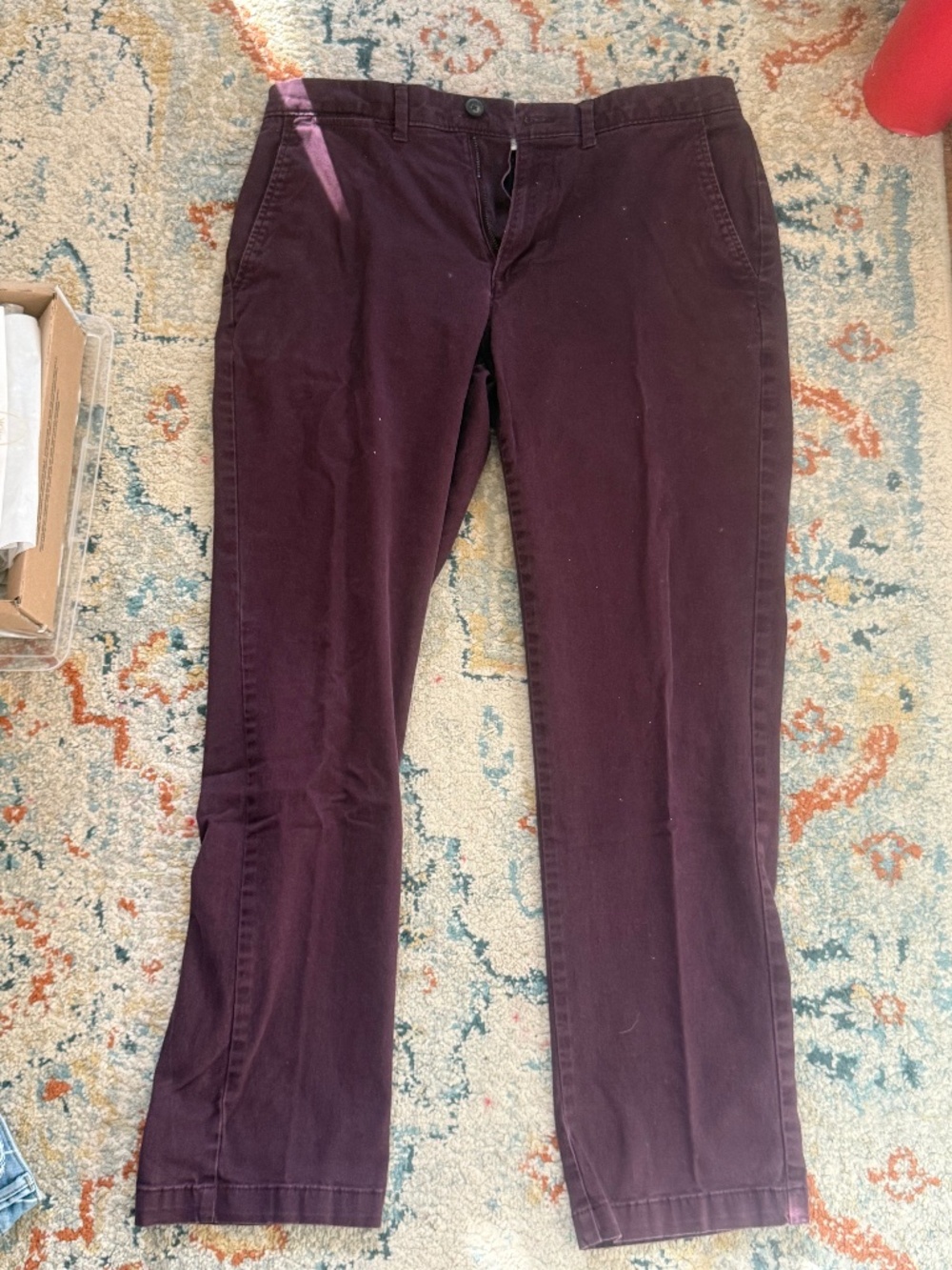 Amazon Essentials burgundy chino pants